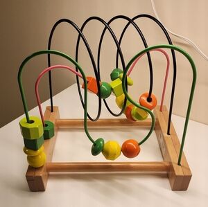 Wooden Bead Maze Activity Toy - Green, Pink, Orange, Yellow